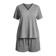 thumbnail image 5 of Horkkom Pajama Sets for Women 2 Piece Plus Size V Neck Short Sleeve Shirts Elastic Waist Shorts Pjs Sets Casual Comfy Sleepwear with Pockets XXXXL, 5 of 7