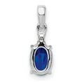 thumbnail image 4 of Sterling Silver Rhodium Plated Diamond & Sapphire Oval Pendant QP3054S, 4 of 4
