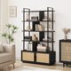 thumbnail image 4 of Qinaqin 71.1 Inch Alto Industrial Rattan Bookshelf 5 Estante Bookcase con Almacenamiento Puerta Abierto cm de Profundidadisplay Shelves y Metálico Frame para Living Sala Dormitorio Oficina, 4 of 7