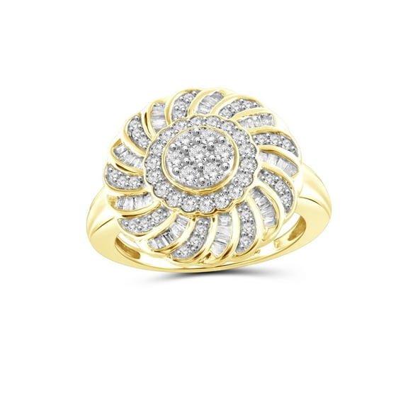 JewelersClub 14K Gold Plated Silver 1.00 Carat White diamond Ring for Women | Diamonds for Everyday Womens Wear