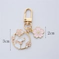 thumbnail image 2 of Rabbit Cat Keychain Key Rings Cute Round Rabbit Cat Metal Keychain Lovely Pink Sakura Car Bag Keyring Girl Boy Couple Jewelry Pendant(C), 2 of 5