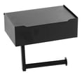 thumbnail image 3 of Caja de soporte para papel higiénico, soporte de papel higiénico montado en la pared de acero inoxidable negro con estante para baño, 3 of 5