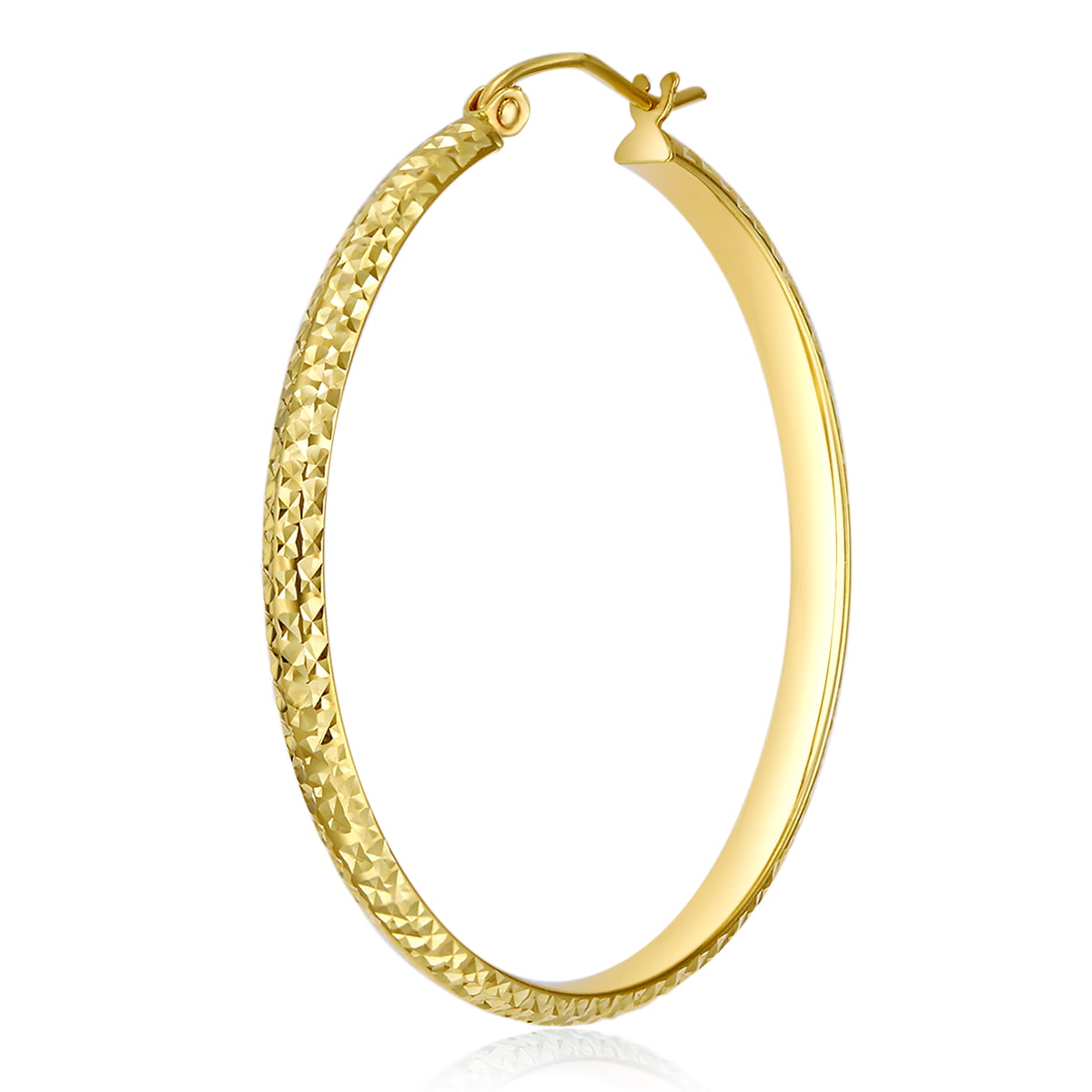 35 x 22 mm Wellingsale Ladies 14k Yellow Gold Polished Wired Oval Hoop Earrings