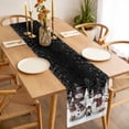 thumbnail image 3 of Black Christmas Table Runner 48 Inches Long Farmhouse Dress Scarves, Snowman Snowflake Winter Birds Dining Tablerunner for Coffee Table/Kitchen Island/Party Décor, 13" x 48", 3 of 8