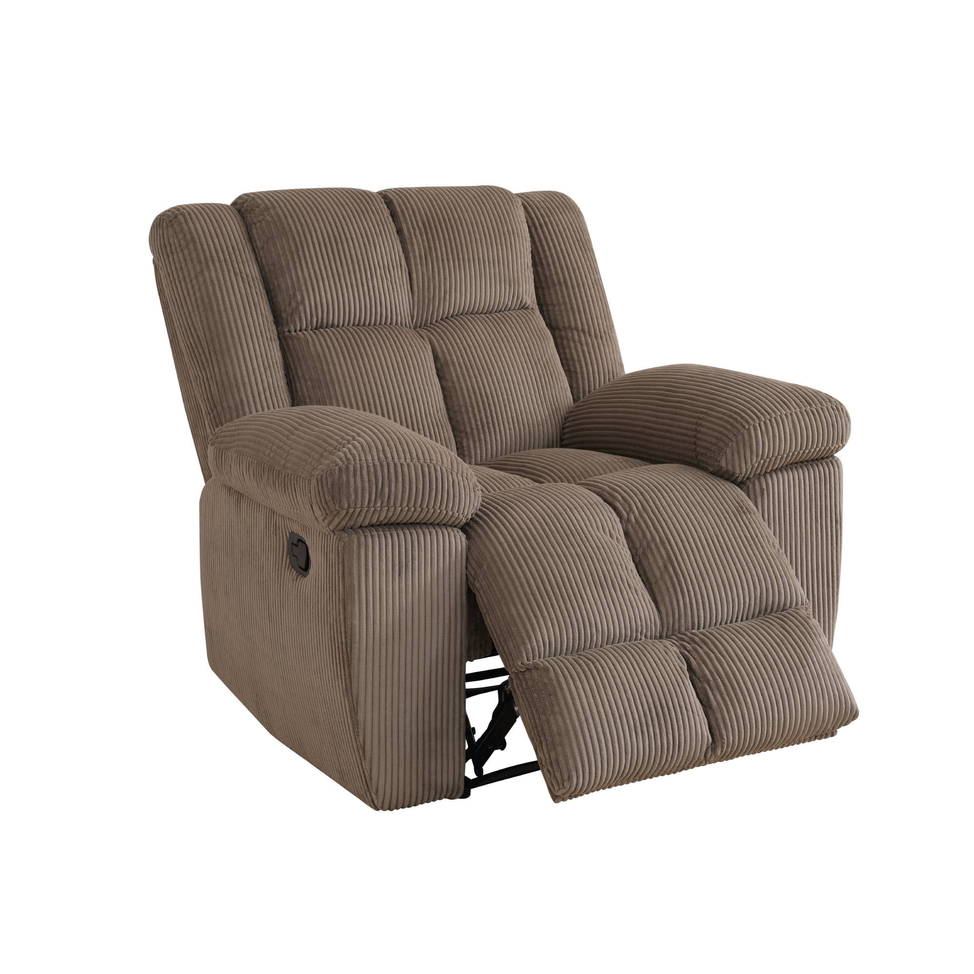 Manual Reclining Sofa, Modern Corduroy Recliner Chair, Comfy Single Sofa Lounge Seating for Small Spaces, Living Room,Brown