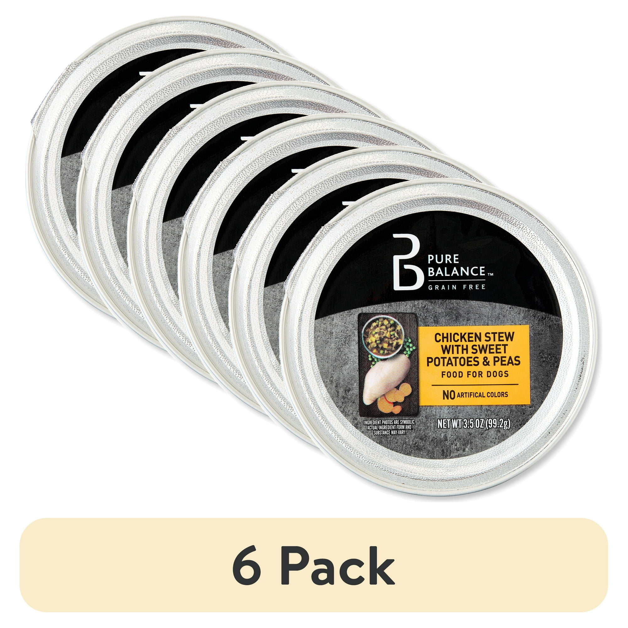 (6 pack) Pure Balance Chicken Stew with Sweet Potatoes & Peas Grain-Free Wet Dog Food, 3.5 oz Tray