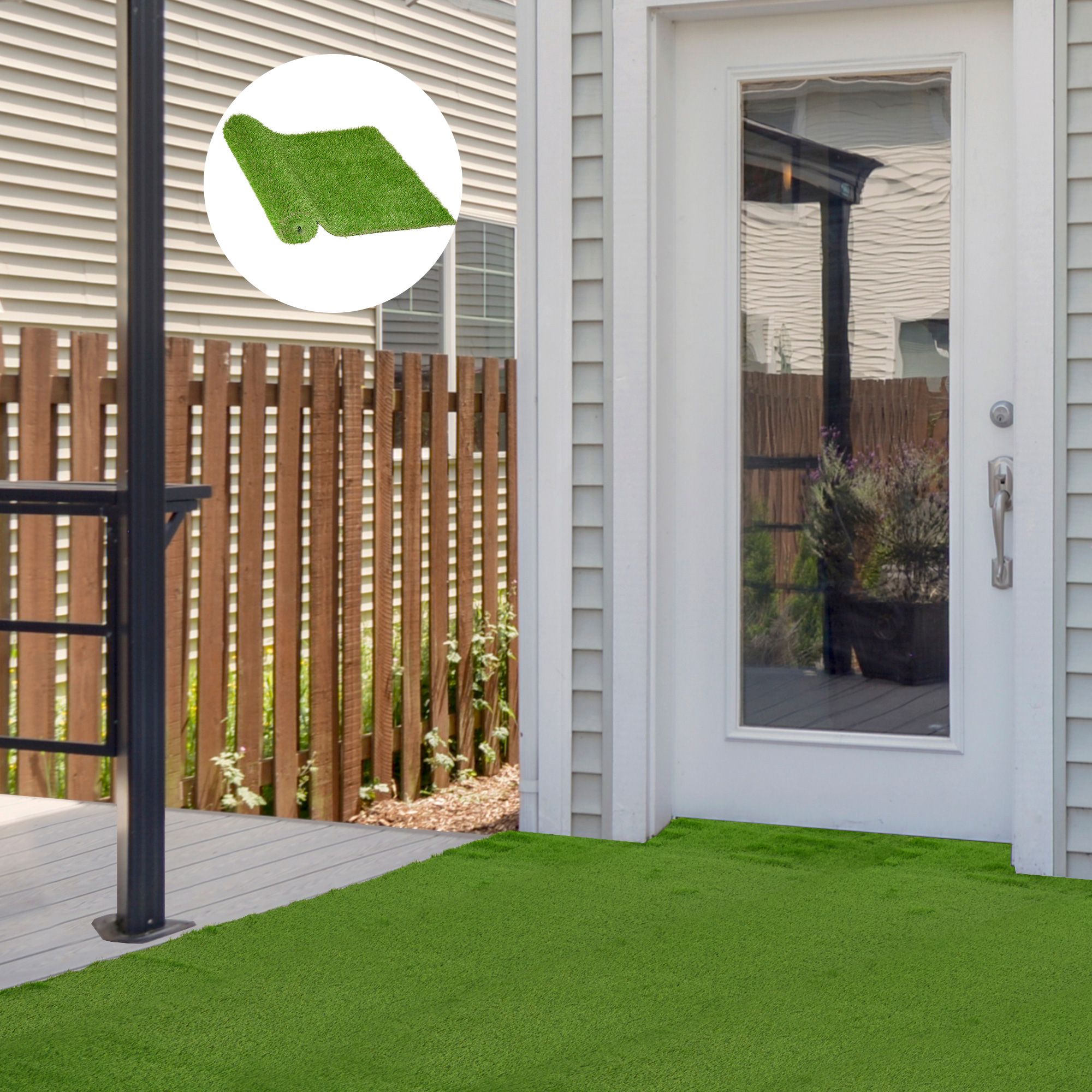 10 x 3 Artificial Turf Grass Green with UV Protection Drain Holes 125 Height