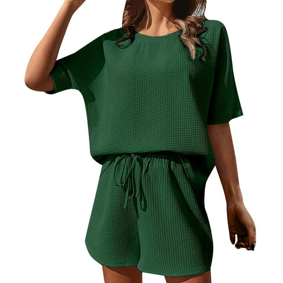 RMGVDSD Two Piece Sets For Women Summer Loungewear Set Shorts And Short Sleeve Tops Matching Travel Fashion Outfits Summer Outfits Travel Tracksuit