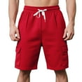thumbnail image 6 of CHGBMOK Mens Casual Sweat Cargo Shorts Drawstring Elastic Waist Short Athletic Workout Gym Jogger Shorts with Pockets, 6 of 9