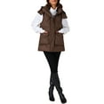 thumbnail image 2 of CHALECO INSPIRADOR CHIC para Mujer Abrigo de Invierno con Capucha, Cierre de Cremallera, Largo Medio, Sin Mangas, Acolchado, Talla M, Color Café, 2 of 6