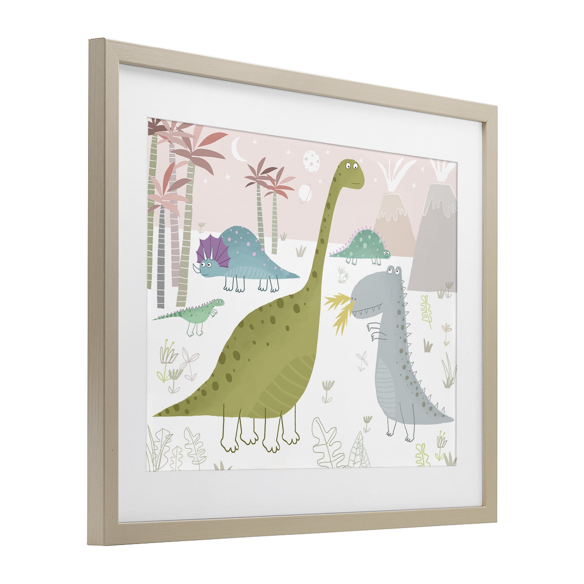 Stupell Industries Earthy Jurassic Dinosaurs Birch Framed Print Under Glass, design by Carla Daly
