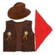 thumbnail image 2 of BRIGHTFUFU Disfraz de vaquero para niños, conjunto de chaleco, sombrero y bandana para Halloween, fiesta de disfraces, cosplay, marrón, 115-130 M, 2 of 7