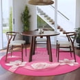 thumbnail image 4 of Pink Flower Round Living Room Rugs 7 ft, Ribbons Caring For Breast Cancer Simple Washable Area Rug with Non-Slip Sturdy Edge Binding Round Carpet for Kitchen Office Bedroom, 4 of 9