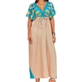 thumbnail image 3 of Taqqpue Women Kaftan Dresses Plus Size V-Neck Batwing Sleeves Beach Cover Up Loose Fit Maxi Dress Summer Floral Print Caftan Dress for Women, 3 of 9