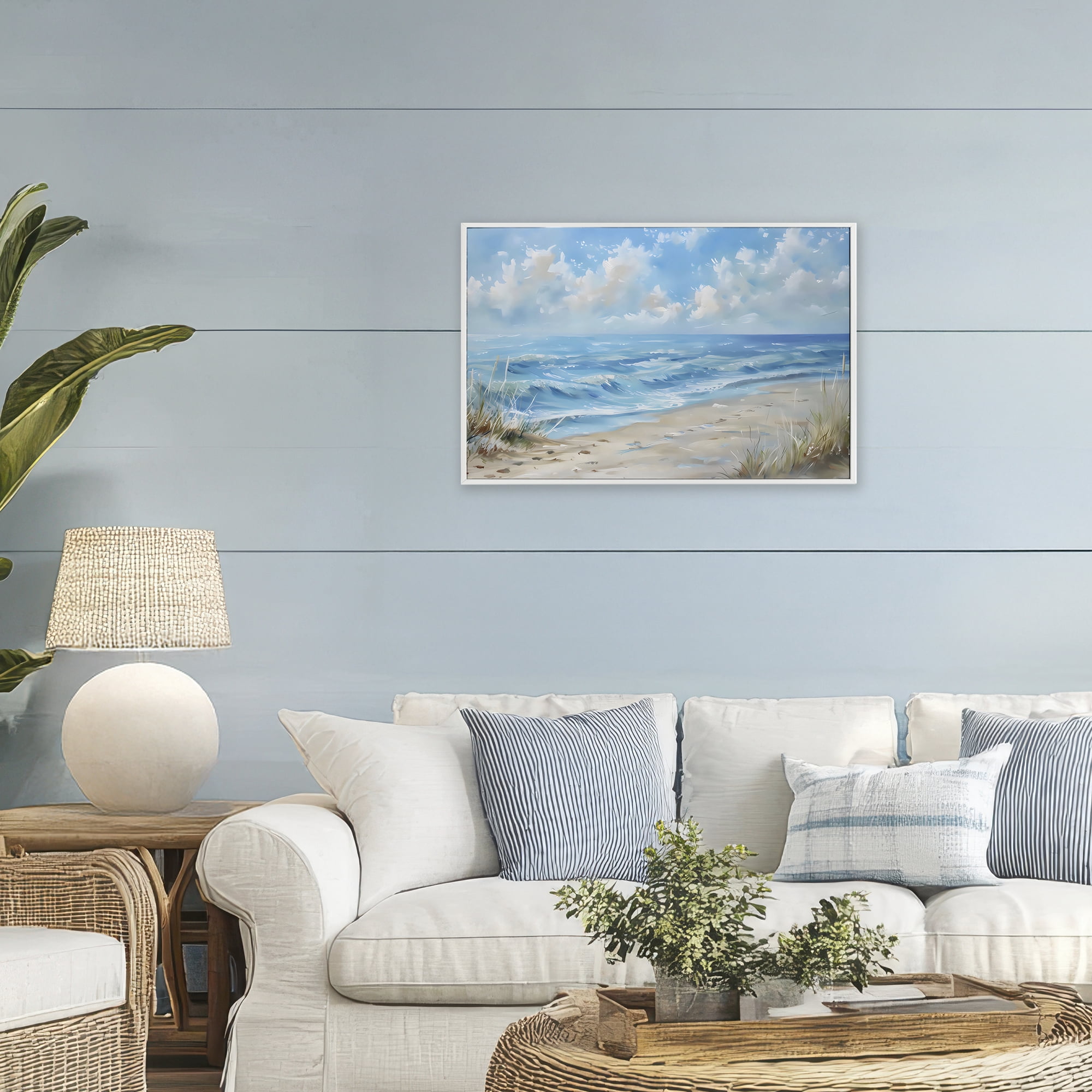Stupell Industries Coastal Tranquility Horizon White Framed Giclee Art, design by Creative Studio