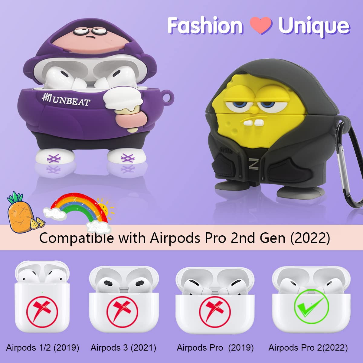 Kpurple Compatible with Airpods Pro Case Cat, Cute 3D Funny Cartoon Cat  Character Soft Silicone Cata…See more Kpurple Compatible with Airpods Pro  Case