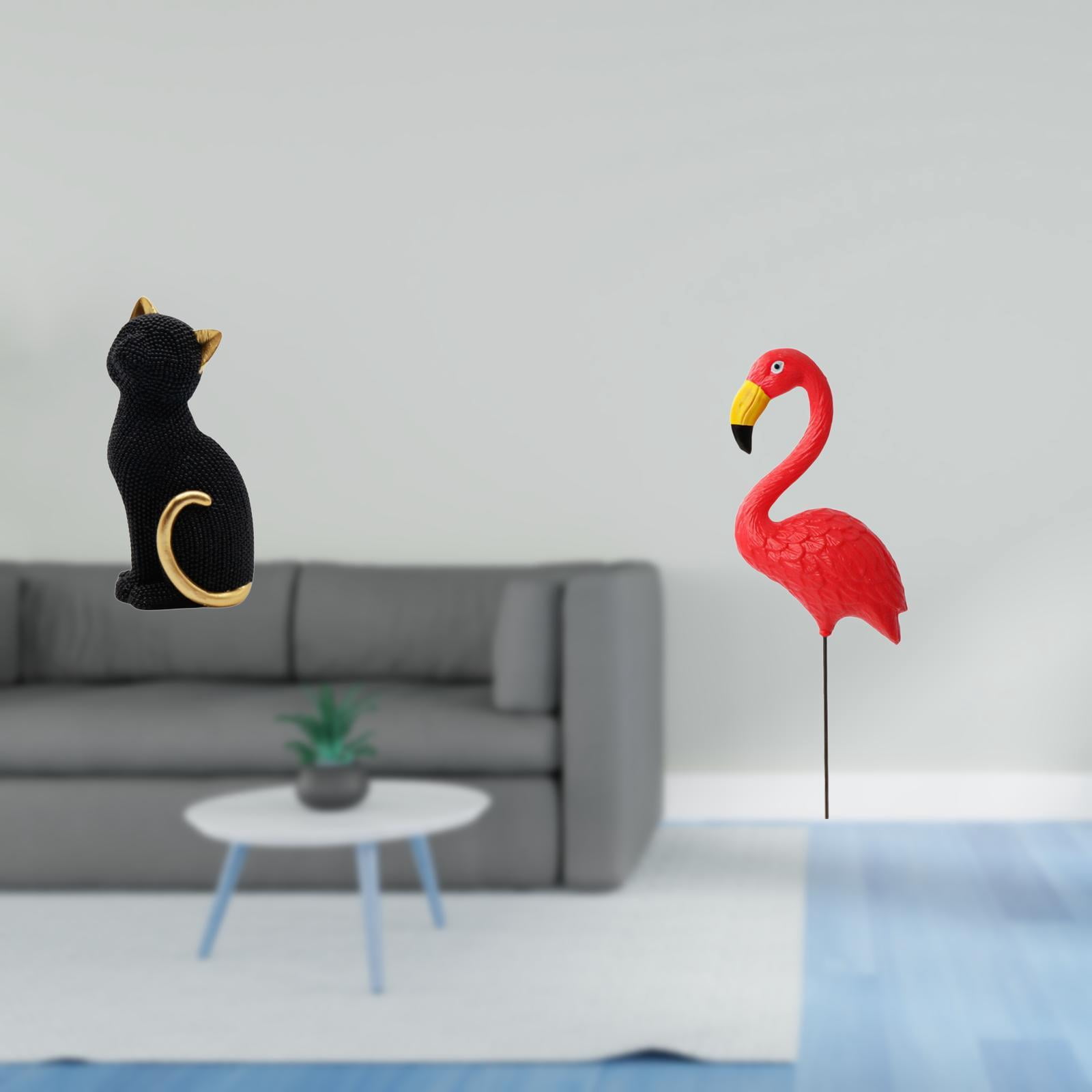 CoudarTitie Cat Bird Resin Figurine Decorative Sculpture for Living Room Bedroom Entrance Bookshelf Yard Art Ornament Fairy Garden Accessories Holiday Spring