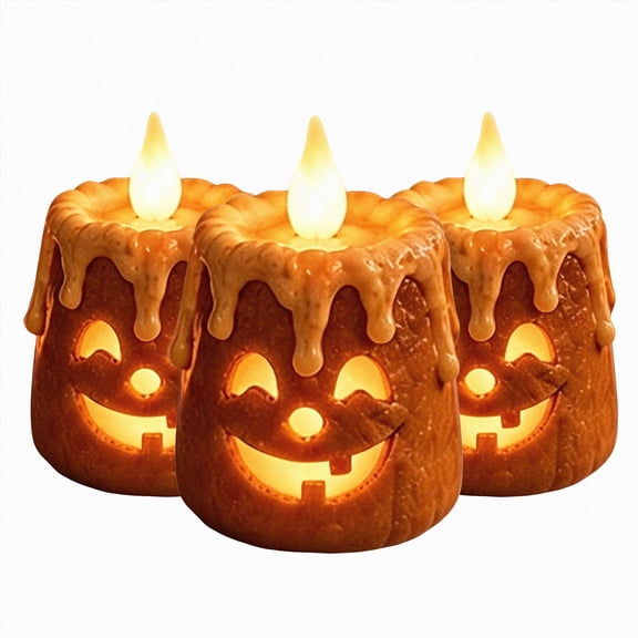 GHIIYER Pumpkin Candle Holder Set 3 Pack Table Centerpiece, Fall Candle Decor, Halloween Decoration OTHER One Size