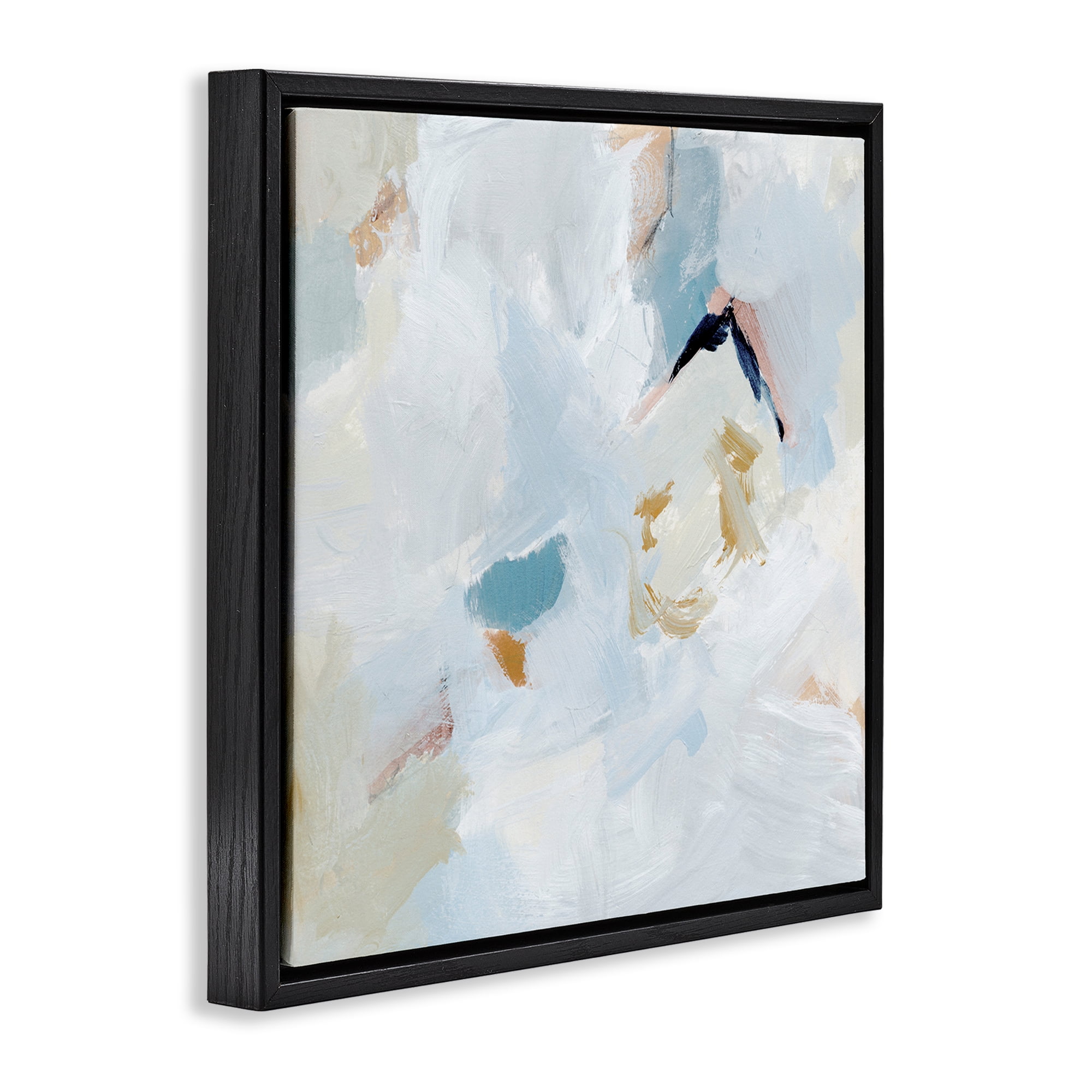 Stupell Industries Soft Subtle Abstraction Abstract Painting Black Floater Framed Canvas Art Print Wall Art, 18 x 18
