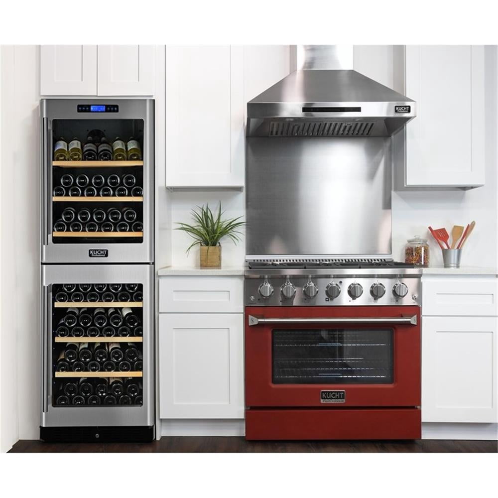 Pemberly Row 36" 5.2 cu. ft Dual Fuel Range Propane Gas Sealed Burners in Red
