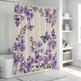 thumbnail image 6 of Purple Flowers Shower Curtain, Waterproof Shower Curtains for Bathroom, Butterfly Spring Floral Rustic Farmhouse Washable Fabric Bathtub Curtain Set Bath Decor with 12 Hooks Long 72"x84", 6 of 8