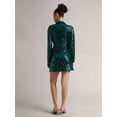 thumbnail image 2 of Zaccai Women's Green Poly Elastane Sequined Wrap Dress, 2 of 6