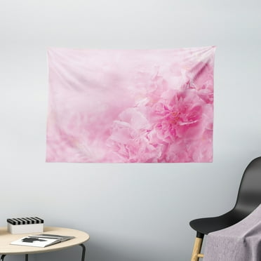 Light Pink Tapestry, Spring Flowers Close Up Florets Bouquet Elegance Beauty Wedding Shabby Chic Print, Wall Hanging for Bedroom Living Room Dorm Decor, 60W X 40L Inches, Baby Pink, by Ambesonne
