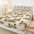 thumbnail image 3 of Homewish Retro Mallard Twin Sheet Sets,Rustic Farmhouse Cabin Twin Fitted Sheet,Brown Green Flat Sheet For Kids,Super Cozy Room Decor,3 Pieces, 3 of 7