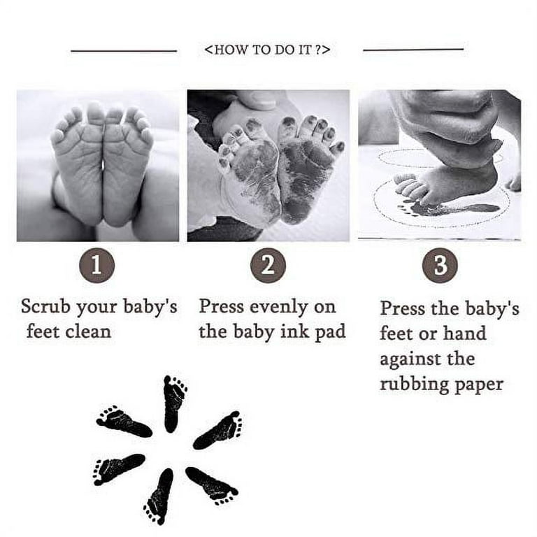 Baby Hand and Footprint Kit Get Hundreds of Detailed Prints With One Baby  Safe Ink Pad Works With Any Paper or Card Black 