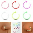 thumbnail image 4 of HOOUN 1pcs Colorful C-shaped Fake Nose Ring Labret Lip Ring Acrylic Piercing Clip On-Orange, 4 of 9