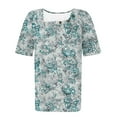 thumbnail image 5 of Zwiiyzr Women's Retro T-Shirt Crew Neck Short Sleeved Front Pleated Blouse D-Navy (M), 5 of 5