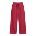 thumbnail image 5 of LangJing Fleece Sweat Pants for Women High Waisted Wide Leg Baggy Sweatpants Fall Winter Athletic Joggers Pant with Pockets Red,XL, 5 of 7