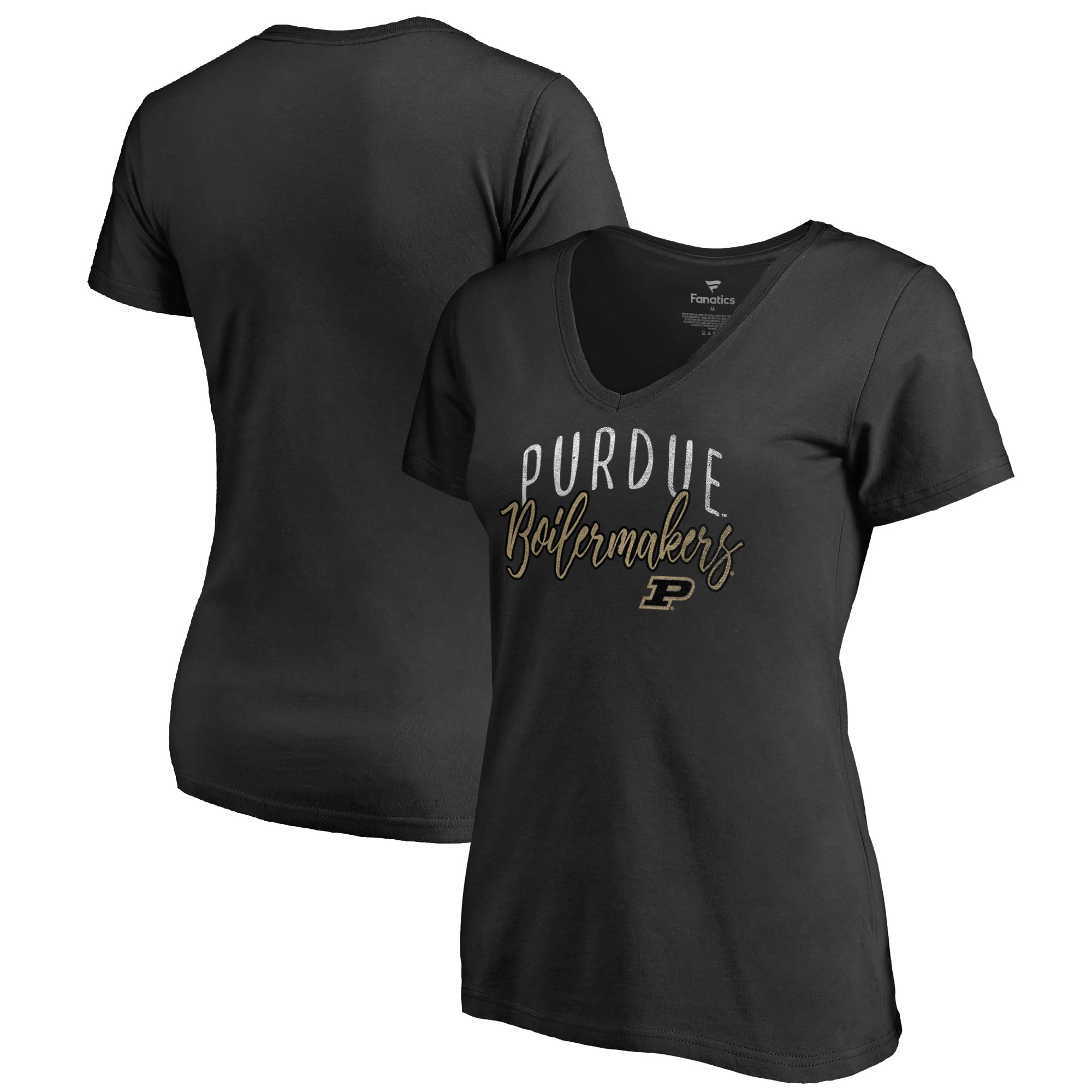 UGP Campus Apparel LS1053 Black Purdue Boilermakers Tail Script Womens T-Shirt Small 