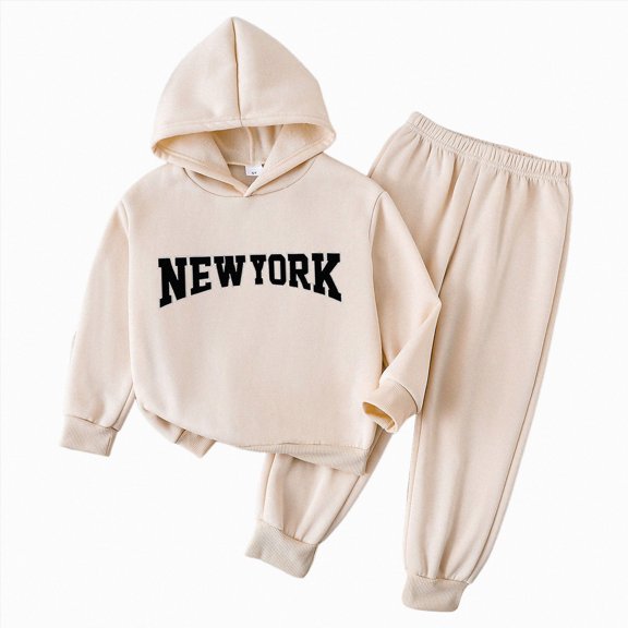 Gibobby Kid Boy Clothes Letter Printed Long Sleeved Hoodies Sweatshirt Pants Fall Winter Outfits Set For 6 12 18 Months 2T 3T 4T 5T 6T 7T Boys(6-7 Years,Beige)