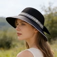 thumbnail image 2 of Gtoiithly Women Fashionable Wide Brim Sun Hat with Bow Design Breathable Summer Travel Beach Hat for Outdoor Activities Black, 2 of 4