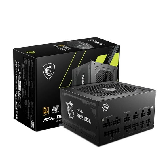 MSI 650W Power Supply, MAG A650GL, 80 PLUS Gold, Fully-Modular