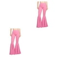thumbnail image 3 of Youkk Lightweight High Waist Bell Bottom Comfortable Multiple Sizes Available Trousers pink L 2Set, 3 of 6