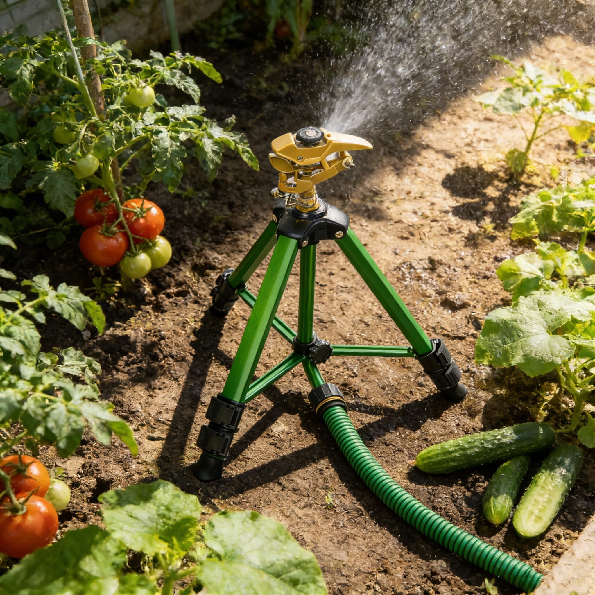 Large Impact Sprinkler On Tripod Base  Heavy Duty Zinc Alloy For Yard With Adjustable Head And Extendable 360 Full Coverage Irrigation Lawn Garden