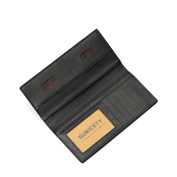 Men's Bifold Leather Long Wallet ID Card Holder Checkbook Billfold RFID Blocking