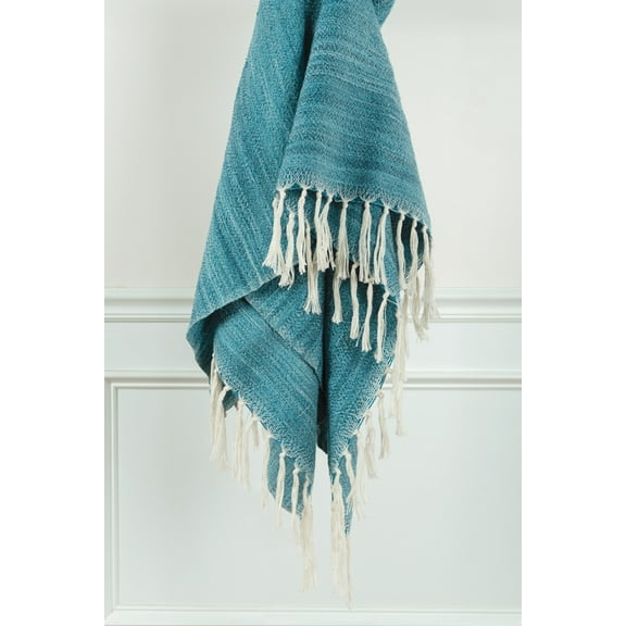 Rizzy Home Abstract 50"x60" Poly Pet Throw in Multi-Color in Teal Blue