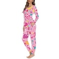 thumbnail image 2 of Renewold Women's Soft Long Sleeve Pajamas Set Multicolor Heart Print Top and Pants Pjs Fall Winter Vacation Lounge Sleepwear Sets with Pockets Size XL, 2 of 5