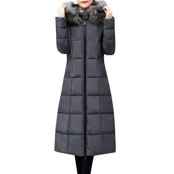 Teissuly Printemps Winter Manteau Chaud Women Vêtements d'Extérieur Faux Manteau à Capuche Longue Poche Vestes Rembourrées de Coton, Taille M-4XL