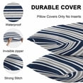 thumbnail image 5 of Outdoor Waterproof Throw Pillow Covers Set of 2 Gray Striped Decorative Pillowcases Lumbar Outdoor Pillows Cushion Case 20x12 Inch Navy Blue Contrast Stripes Patio Pillows for Couch Sofa Bed Garden, 5 of 9
