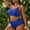 Blue, variant on Women's Plus Size Conservative Bikini Set with Adjustable Straps and Removable Padded Cups for Beach and Pool