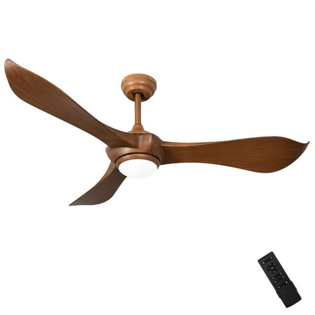 Ventilador de Techo Costway 132 cm con Luz y Mando Motor DC Reversible Color Nuez