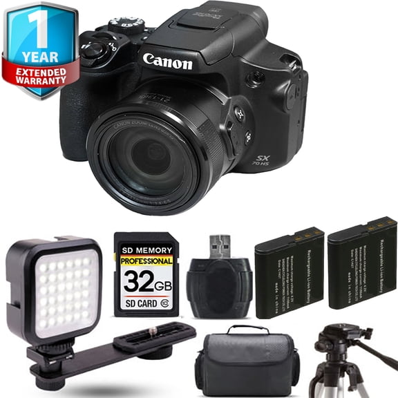 Canon PowerShot SX70 HS Digital Camera   Extra Battery   LED  1 Yr Warranty (International Version)