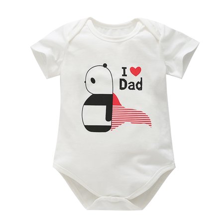 

Brand Clearance! I Love Dad/I Love Mom Kids Boys Girls Short Sleeve Bodysuit Spring And Autumn Romper Clothes (Age:0-24 Months)