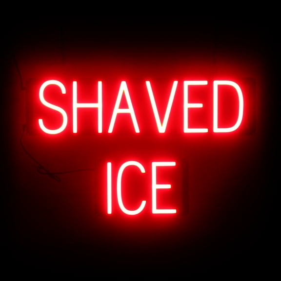 SpellBrite SHAVED ICE LED Sign for Business. 35.0" x 6.3" Red SHAVED ICE Sign Has Neon Sign Look With Energy Efficient LED Light Source. Visible from 500 Feet, 8 Animation Settings.