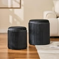 thumbnail image 2 of Round Set of 2 Ottoman with Storage-Upholstered Velvet Vanity Stool for Makeup Multifunctional Ottomans Coffee Table Padded Seat Foot Rest for Living Room&Bedroom (Black), 2 of 7