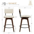 thumbnail image 3 of Zesthouse Swivel Counter Height Bar Stools Set of 2, 26" Upholstered Linen Barstools with Back and Walnut Wood Legs, Mid Century Modern Bar Chairs, Island Stool for Kitchen Counter, Beige, 3 of 11